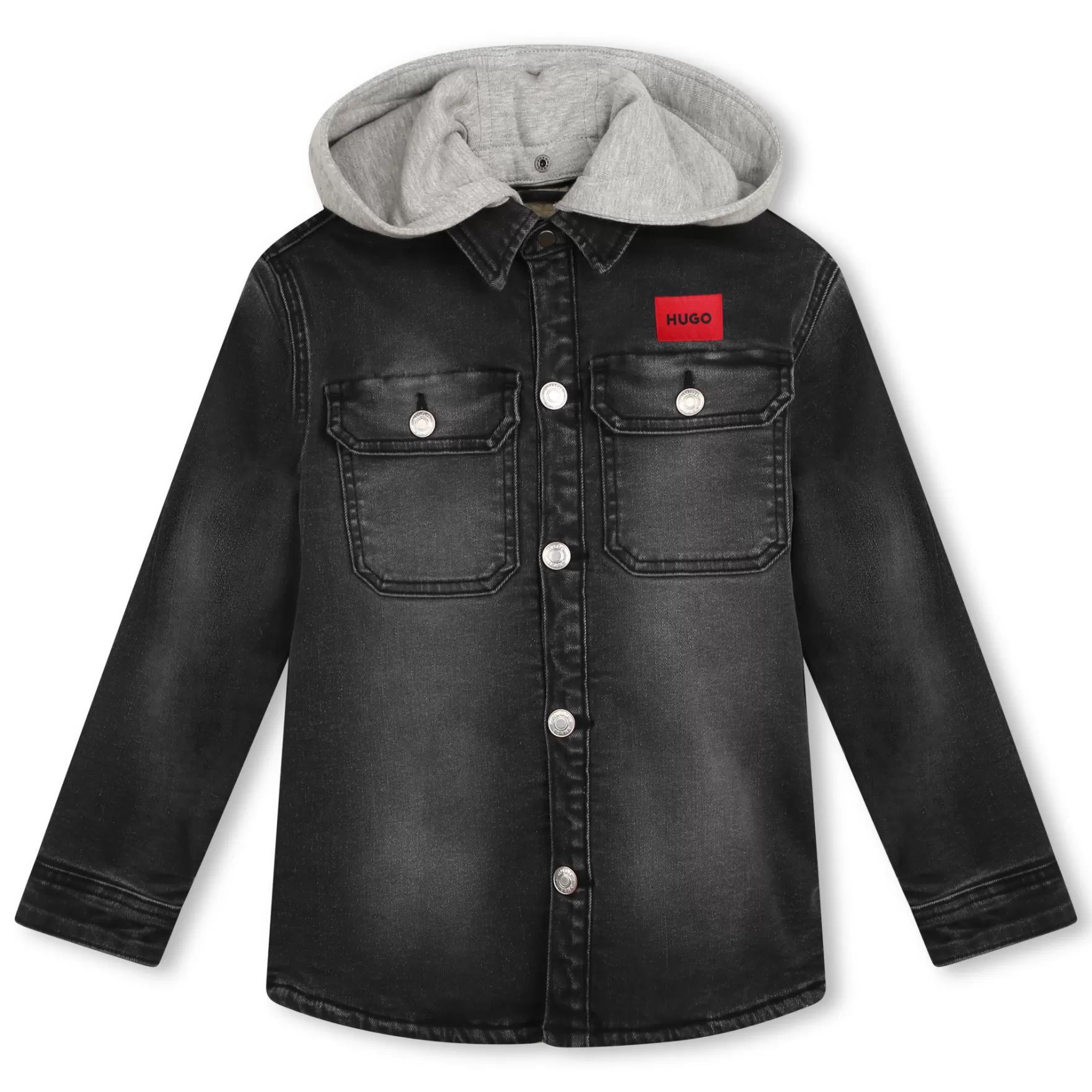 Jongen HUGO Jeansjas Met Fleece Capuchon