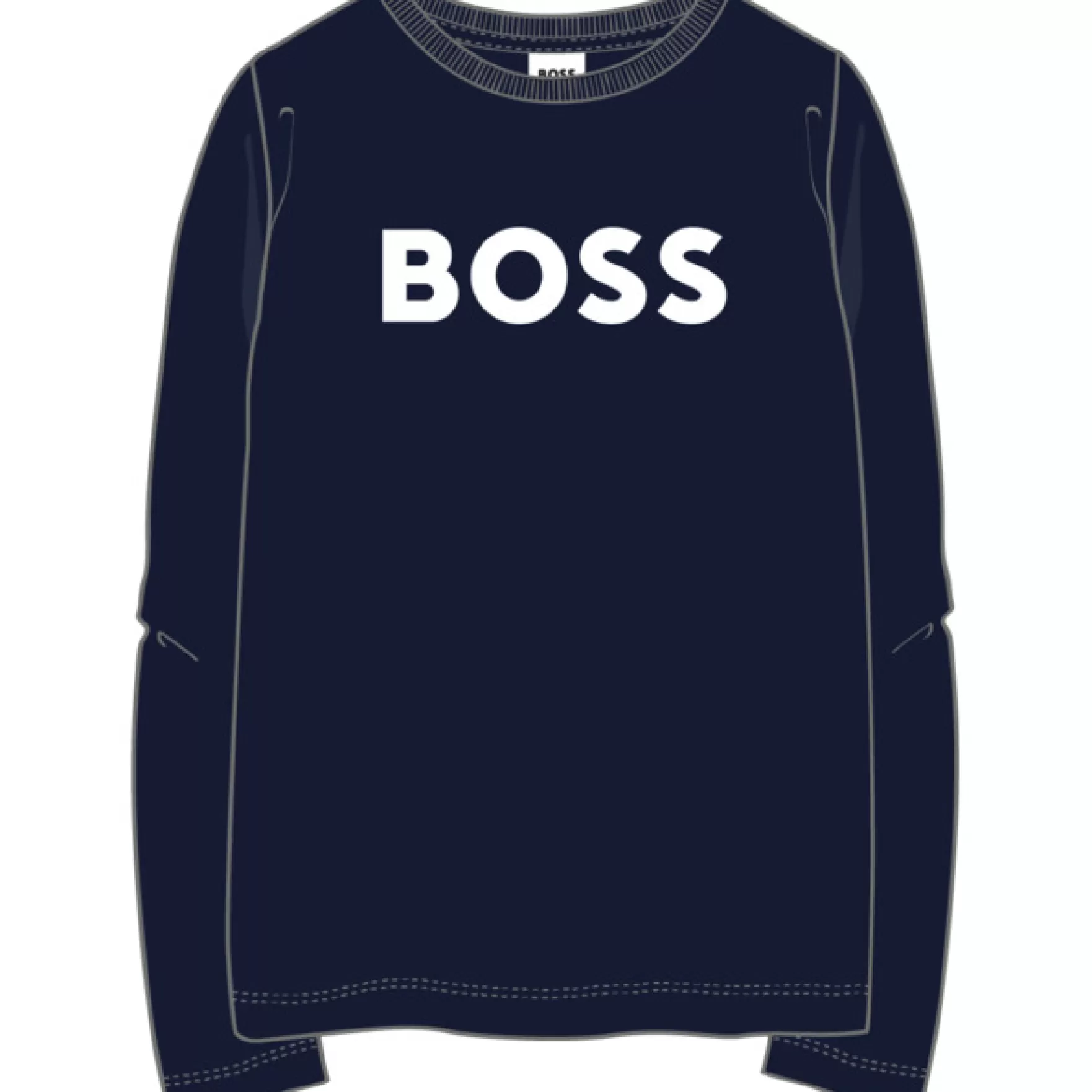 Jongen BOSS Katoenen T-Shirt, Lange Mouwen