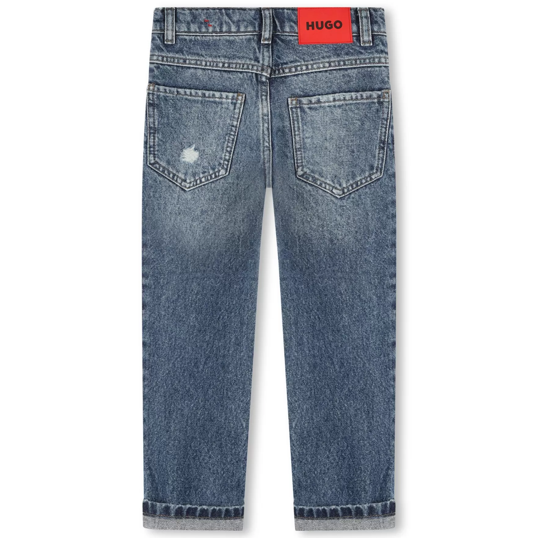 Jongen HUGO Rechte Jeans Met Scheurtjes